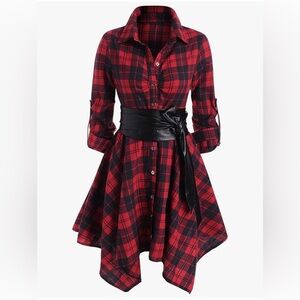 Plaid Red and Black Women's Dress